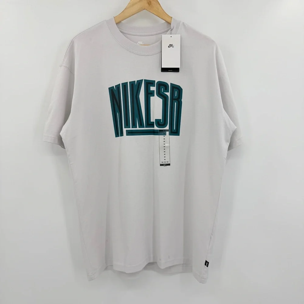 Nike SB Force Skate White and Teal Short Sleeve Loose Fit Streetwear Tee‎ Medium